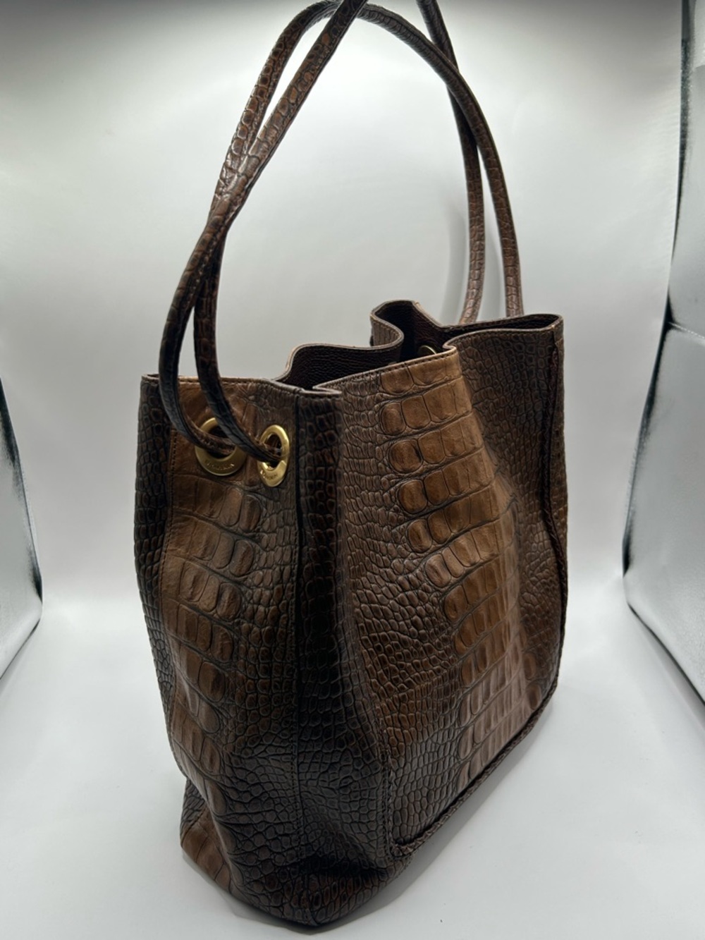 Brahmin Vintage Croc-Embossed Mojito Chocolate Harbor